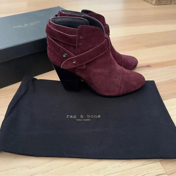 Rag & Bone wine suede ankle HARROW BOOT celebrity favorite size 6.5 - Picture 3 of 15